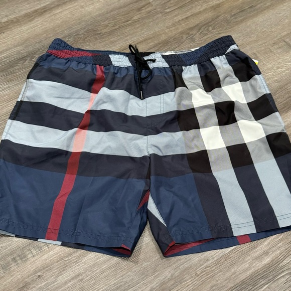 Burberry Classic Check Big Print Swim Short Trunks in Blue